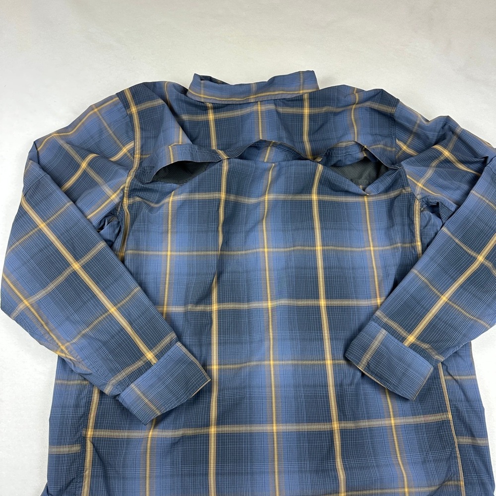 REI Co-op Mens XL Blue Plaid Long Sleeve Button Down Hiking Shirt Ripstop Vented - Picture 5 of 15